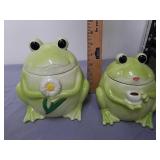 Pair of ceramic frog canisters Pair of ceramic frog canisters