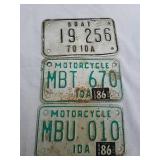 Vintage Idaho boat and motorcycle license plates Vintage Idaho boat and motorcycle license plates