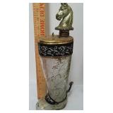 Vintage glass music box bottle with metal horse Vintage glass music box bottle with metal horse