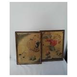 2 vintage Burgy framed artwork pieces 12x 9 each 2 vintage Burgy framed artwork pieces 12x 9 each