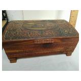 Wood carved storage box with mirror Wood carved storage box with mirror