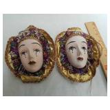Two porcelain face wall decor pieces Two porcelain face wall decor pieces