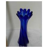 Dark blue glass vase 12 inches tall Dark blue glass vase 12 inches tall