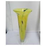 Murano yellow glass 13 in tall vase Murano yellow glass 13 in tall vase