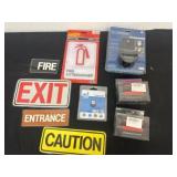 Fire extinguisher sign, trans dock, speaker