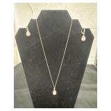 925 Italy pearl necklace with matching earrings