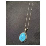 Turquoise stone necklace marked 925