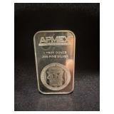 Ampex silver bar 1 Troy ounce .999 fine silver