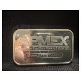 Ampex silver bar 1 Troy ounce .999 fine silver