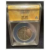1938d vf 20 walking liberty half dollar