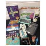 New cross words,  white glue and pencil boxes