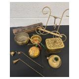 Brass candle holder with book holder and more