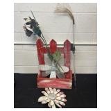 Metal Floral Decor in wood Decor Fence box