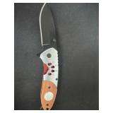 New 4ï¿½ wolf imprint wood pocket knife