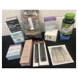 Group of supplement and combs and tweezers