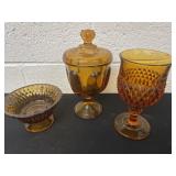 Group of amber glass