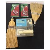 Flag bracket, 2 hand brooms and 2 hooks