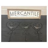 19ï¿½x5ï¿½ wood mercantile sign and 20ï¿½ metal wood