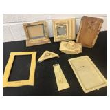 Group of vintage frames, sander block and more
