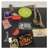 Measuring tape, kitchen spoons, decor and