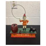 Vintage Trick Dog & Clown Cast Iron Mechanical