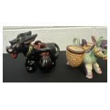 5ï¿½ and 4ï¿½ vintage ceramic donkey car planter