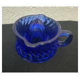 4ï¿½ Vintage cobalt blue glass juicer-swirl