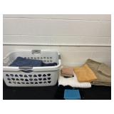Laundry Basket of Towels, Washrags, and more