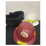 2 hard hats and brace