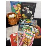 Garfield note pads, cookie jar not lid, mouse pad