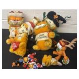 Group of Garfield plushies and toys