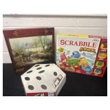 Group of board games and puzzle