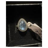 Size 6 non tarnish silver plates ring with lab