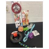 Group of new dog leashes, cable and dog toys