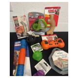 Group of new dog toys