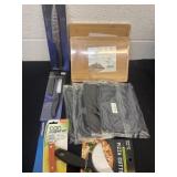 Cutting board, knifes pizza cutter and faucet