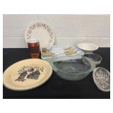 Pyrex glass bowl, plates and diner ware with