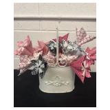 14ï¿½ metal basket with paper flowers.
