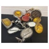 Group of vintage lights and mirror