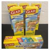 6 new boxes glad flex n seal sandwhich bags 16
