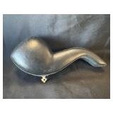 Vintage Black Leather Pipe Case 8in