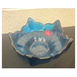 6ï¿½ Vintage Viking Art Glass 5 Point Lotus Blue