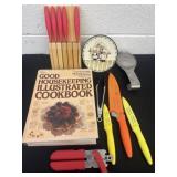 Cook book and knifes with spoon rest