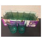 10 aqua blue glass cups