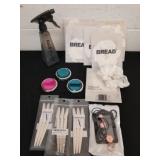 9 new Bread-puff hair ties, luggage tag, fuzz