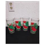 Four 6-in vintage watermelon glasses