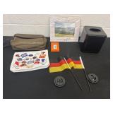 2 flags, bags and picture frame