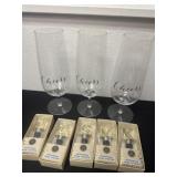 3 12ï¿½ cheer wine glasses with wine stoppers