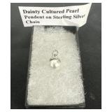 Dainty Cultured Pearl Pendant on Sterling Silver