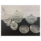 Group of glass candy dishes